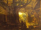 Hoffman's oil sketch of the final part of act 1 of Die Walküre: Siegmund embraces Sieglinde in Hunding's hall under a large tree.
Date: 1876.
Author: Josef Hoffmann.