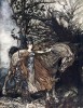 Brünnhilde with her horse, at the mouth of the cave.
Date: 1910.
Author: Arthur Rackham.